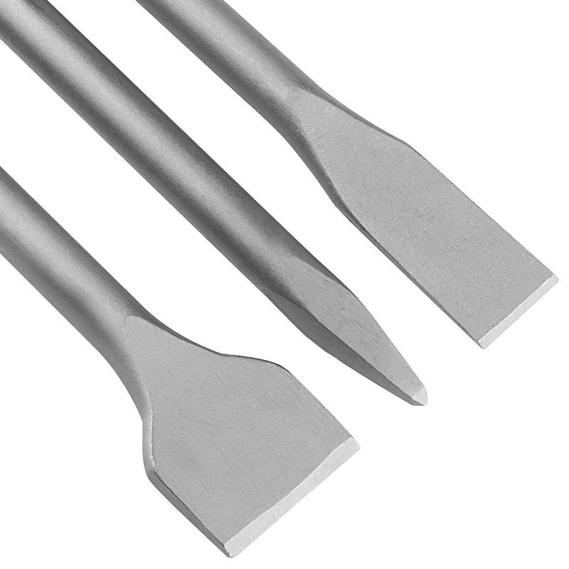 CertBuy 6-Piece SDS Plus Concrete Drill Bit Set - Rotary Hammer Bits Including Point Chisel, 20mm & 40mm Flat Chisels - Image 3